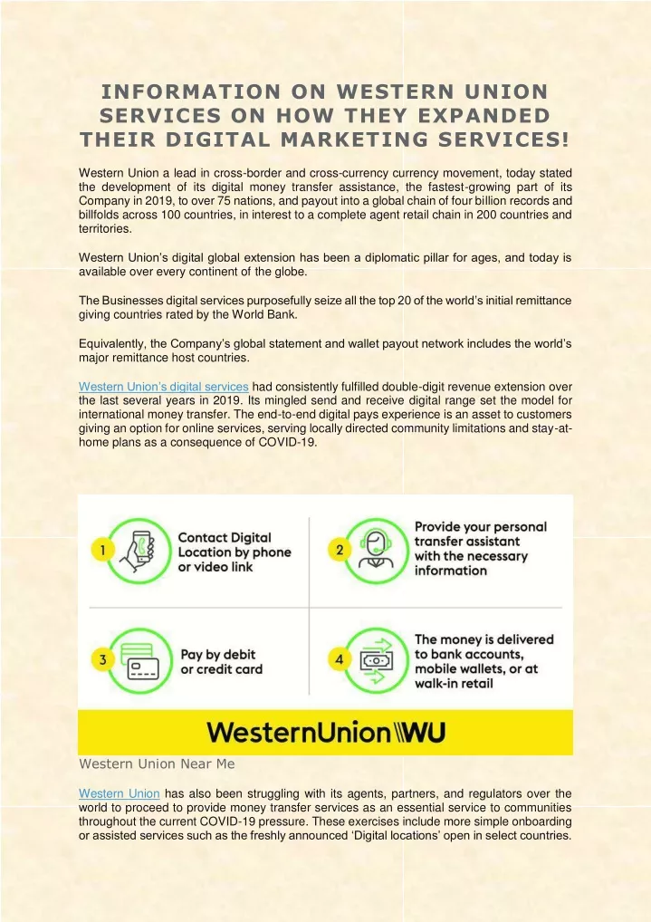 information on western union services on how they