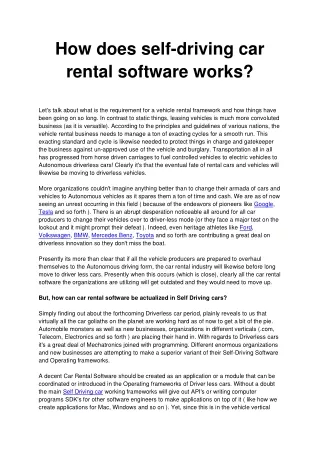 how does self driving car rental software works