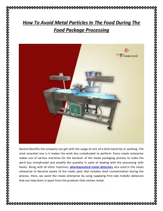 how to avoid metal particles in the food during