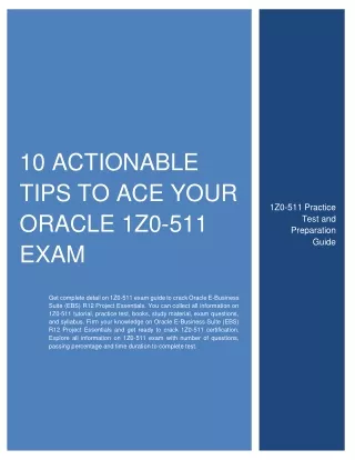 10 Actionable Tips to Ace Your Oracle 1Z0-511 Exam