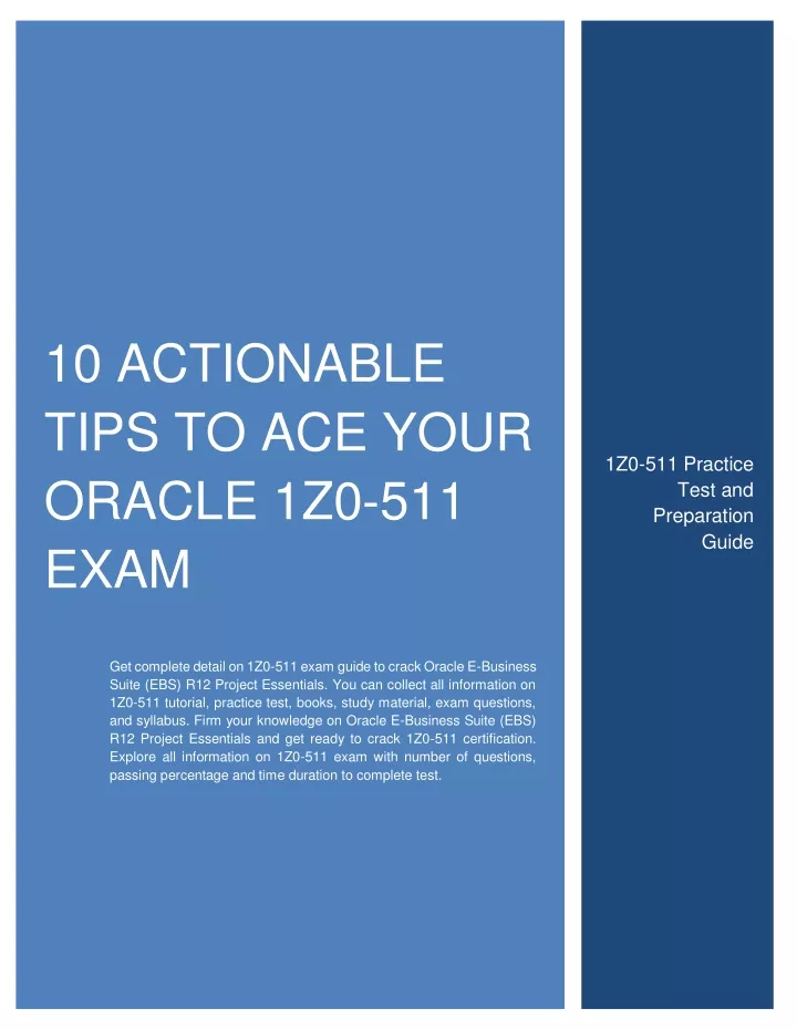 10 actionable tips to ace your oracle 1z0 511 exam