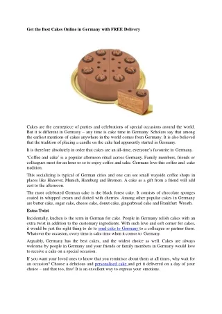 get the best cakes online in germany with free