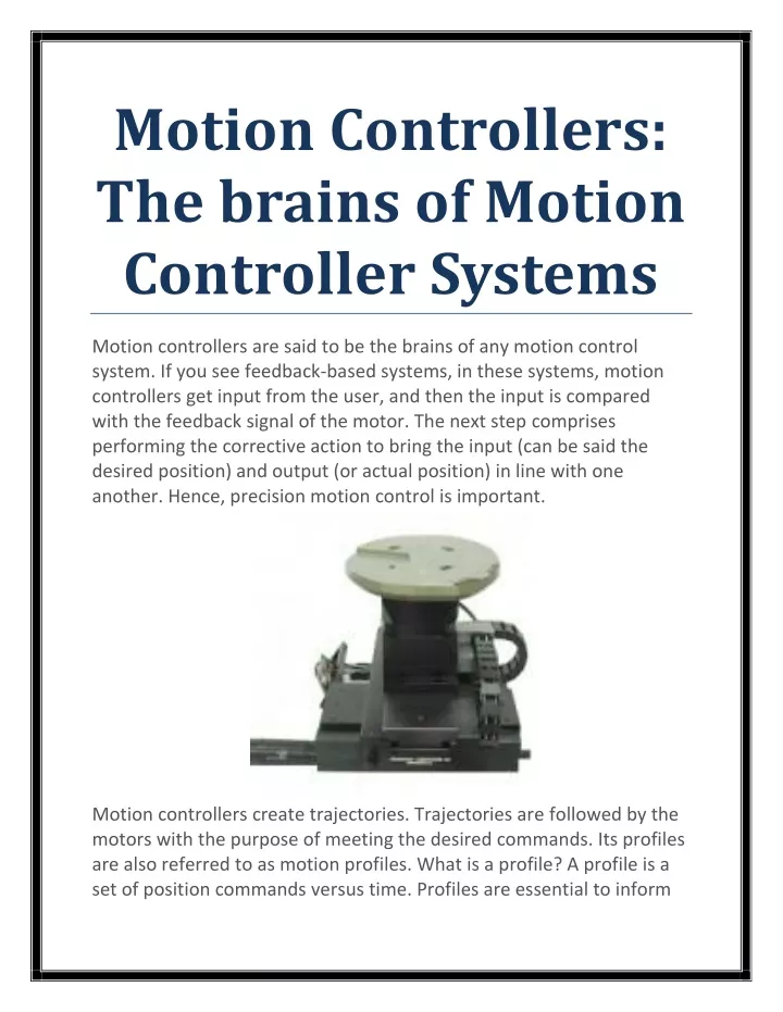 motion controllers the brains of motion