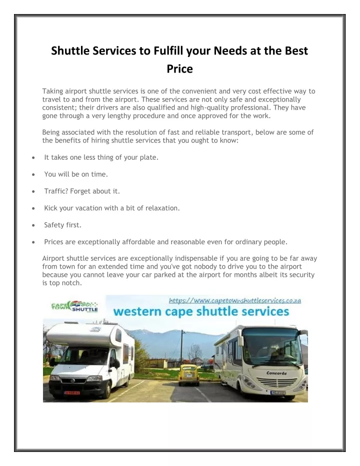 shuttle services to fulfill your needs