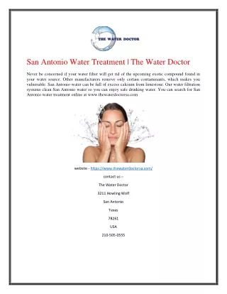 San Antonio Water Treatment | The Water Doctor