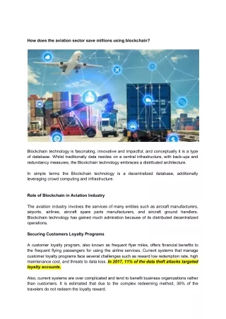 how does the aviation sector save millions using
