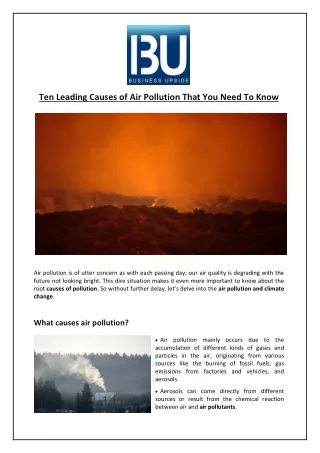ten leading causes of air pollution that you need