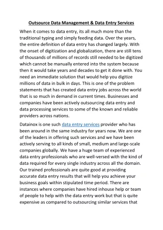 outsource data management data entry services
