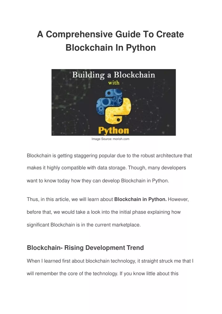 a comprehensive guide to create blockchain in python
