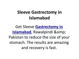 Sleeve Gastrectomy in Islamabad