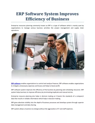 ERP Software System Improves Efficiency of Business