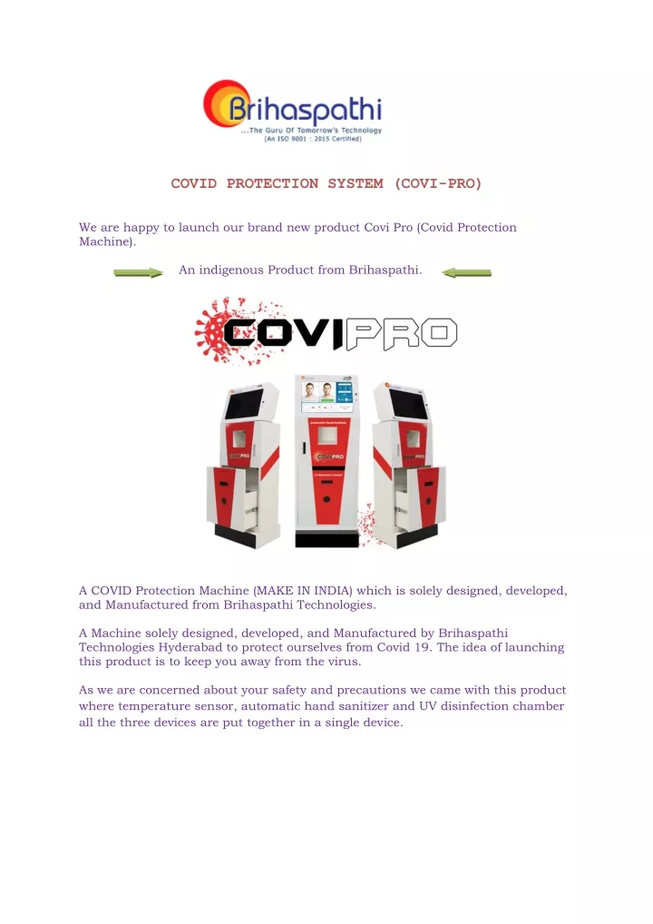 covid protection system covi pro we are happy
