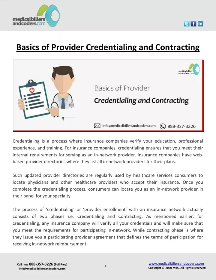 basics of provider credentialing and contracting