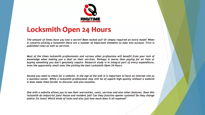 locksmith open 24 hours