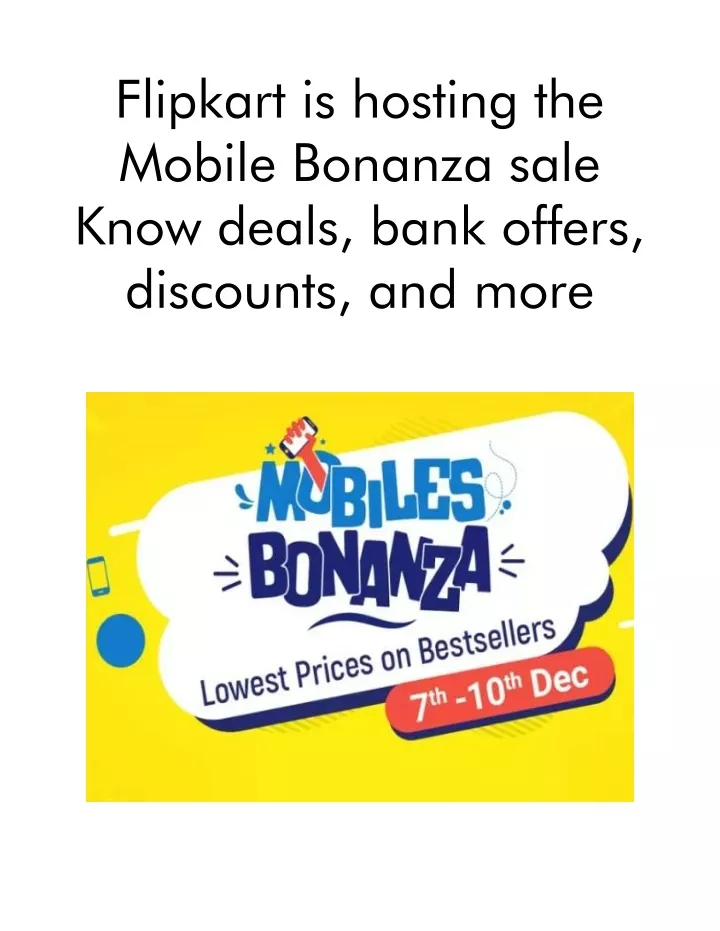 flipkart is hosting the mobile bonanza sale know