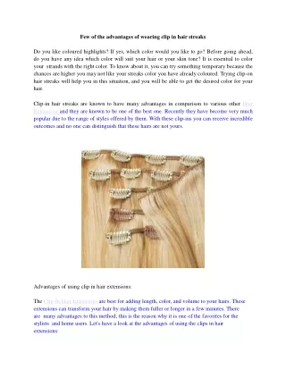 few of the advantages of wearing clip in hair