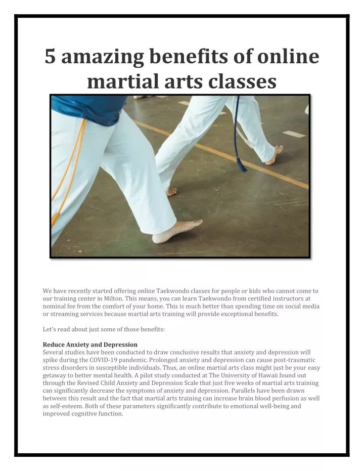 5 amazing benefits of online martial arts classes