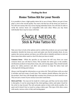 Finding the Best Home Tattoo Kit for your Needs