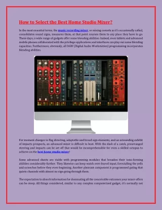 how to select the best home studio mixer