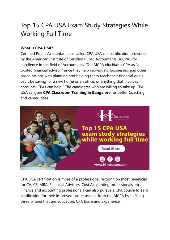 top 15 cpa usa exam study strategies while