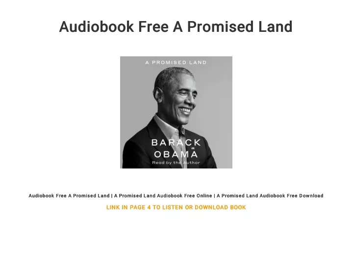 audiobook free a promised land audiobook free