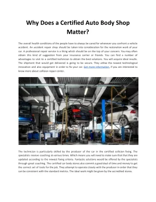 Why Does a Certified Auto Body Shop Matter?