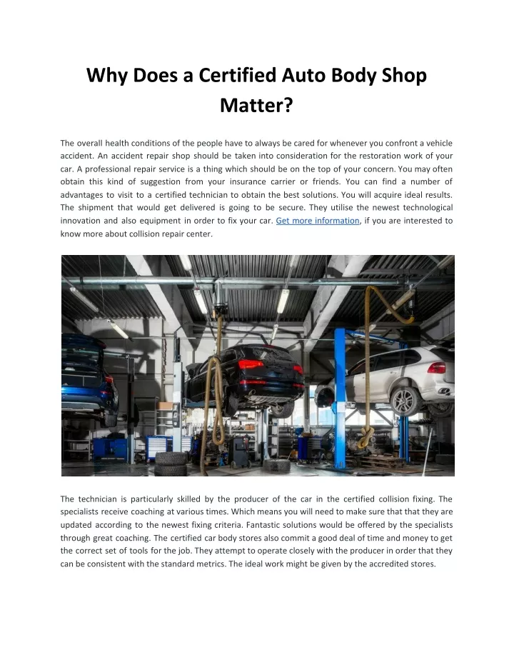 why does a certified auto body shop matter