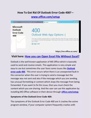 how to get rid of outlook error code