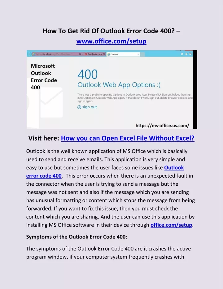 how to get rid of outlook error code