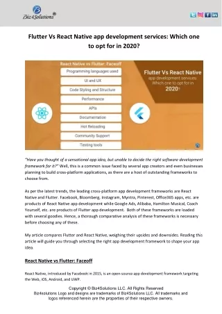flutter vs react native app development services