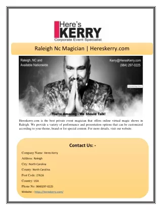 Raleigh Nc Magician | Hereskerry.com