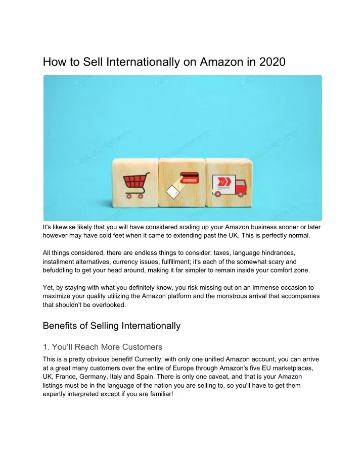 how to sell internationally on amazon in 2020