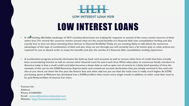 low interest loans