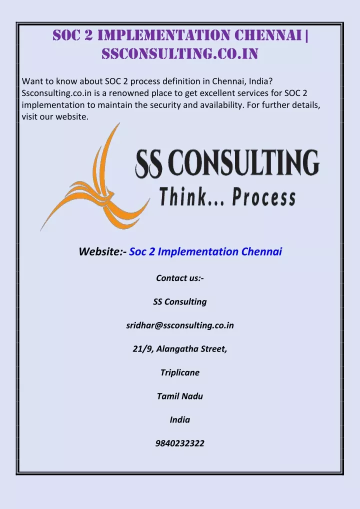 soc 2 implementation chennai ssconsulting co in