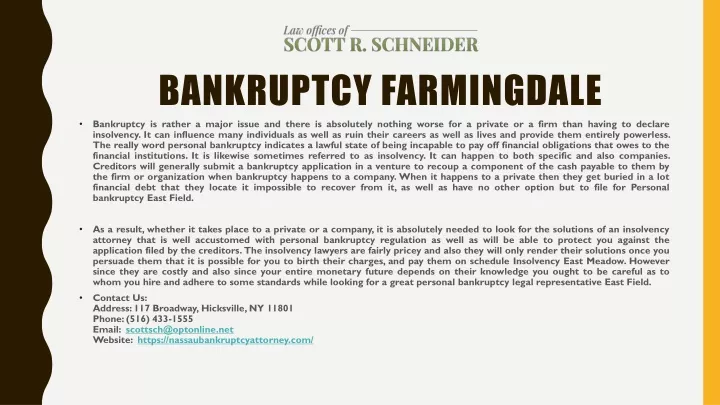 bankruptcy farmingdale