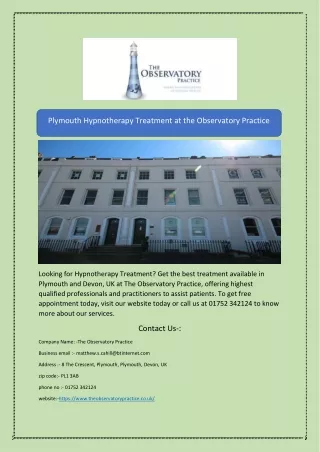 plymouth hypnotherapy treatment