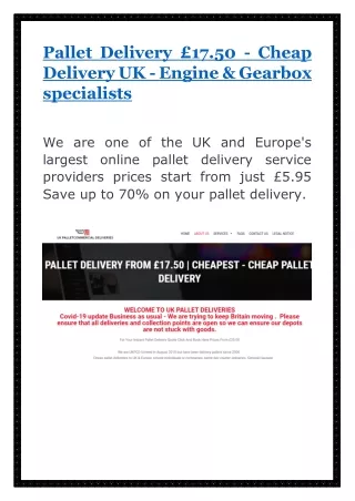 Pallet delivery quote form UK and Europe
