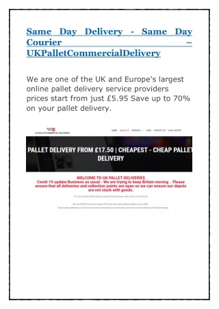 Same Day Delivery - Same Day Courier –