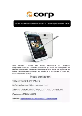 Acheter des produits électroniques en ligne au Cameroun | Ecorp-market.com/fr