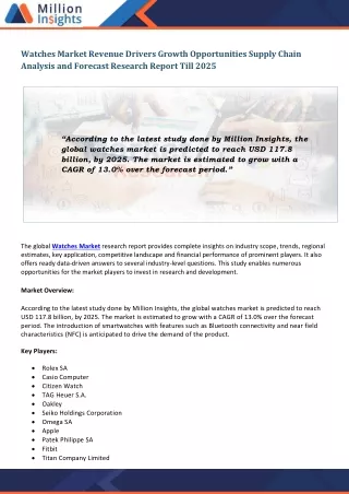 watches market revenue drivers growth