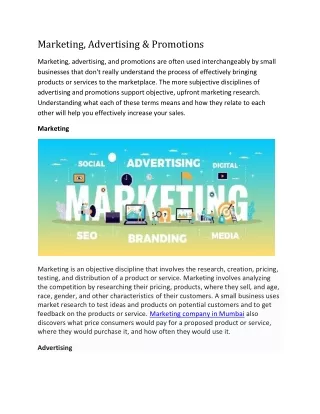 Marketing, Advertising & Promotions
