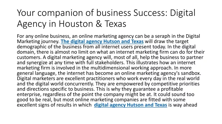 your companion of business success digital agency in houston texas