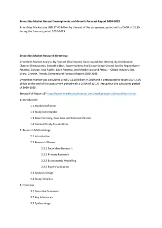 smoothies market recent developments and growth
