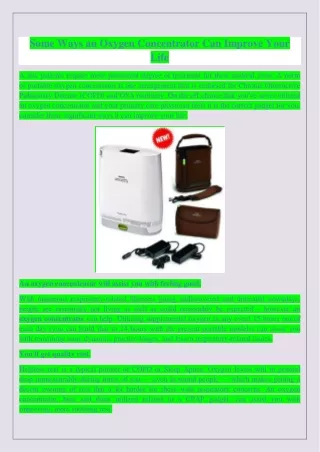 some ways an oxygen concentrator can improve your