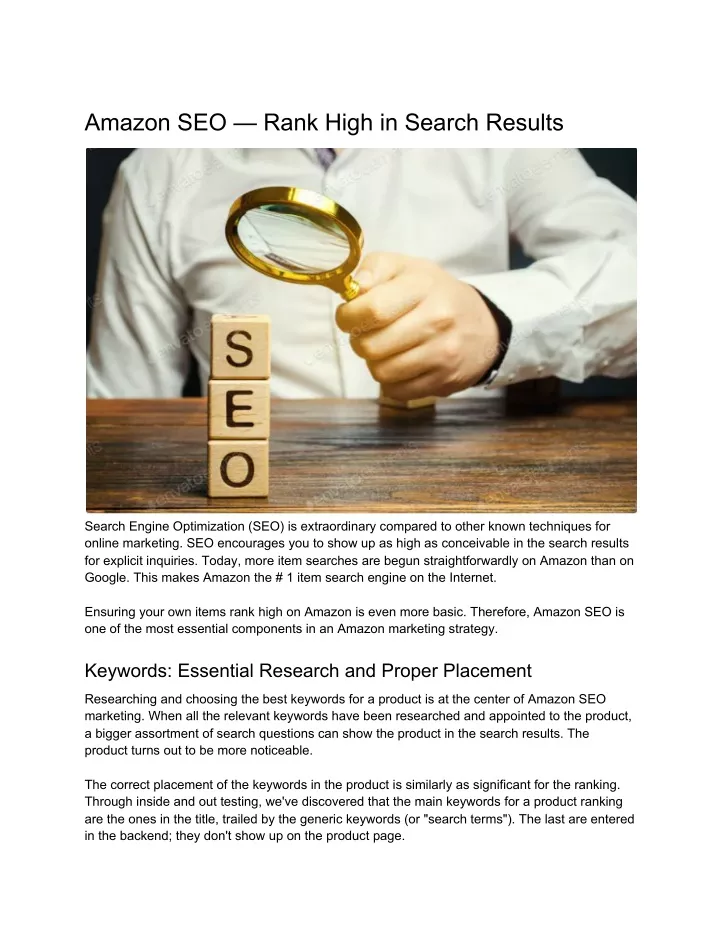 amazon seo rank high in search results