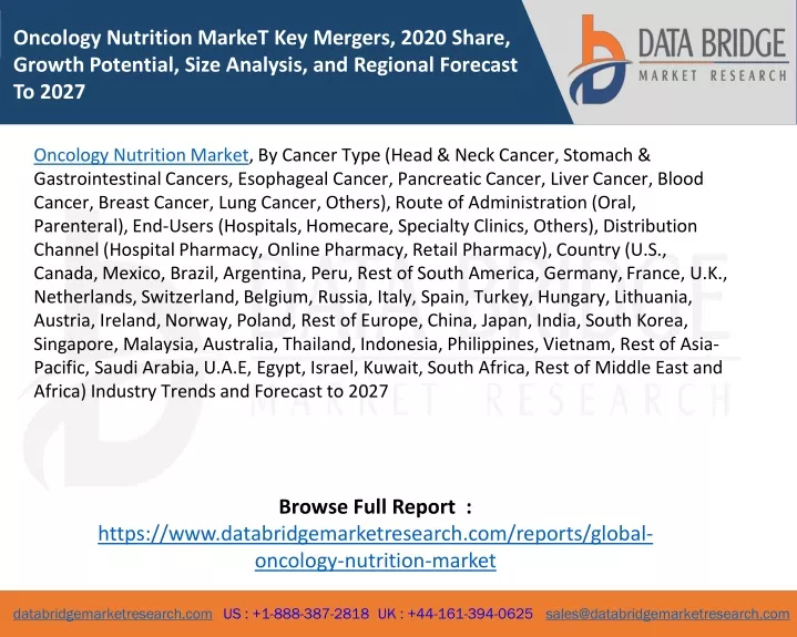 oncology nutrition market key mergers 2020 share