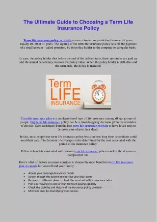 The Ultimate Guide to Choosing a Term Life Insurance Policy