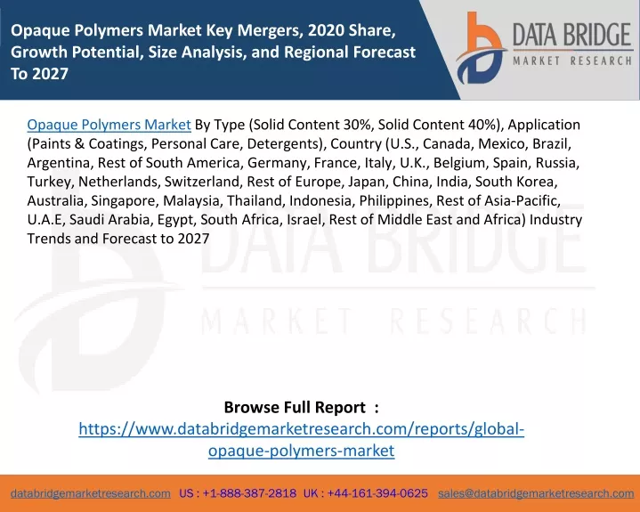 opaque polymers market key mergers 2020 share