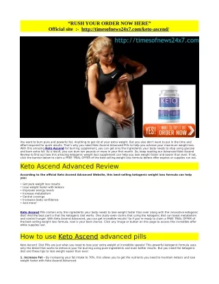 Keto Ascend Diet - Price, Benefits, Ingredients, Scam, Works, Reviews?