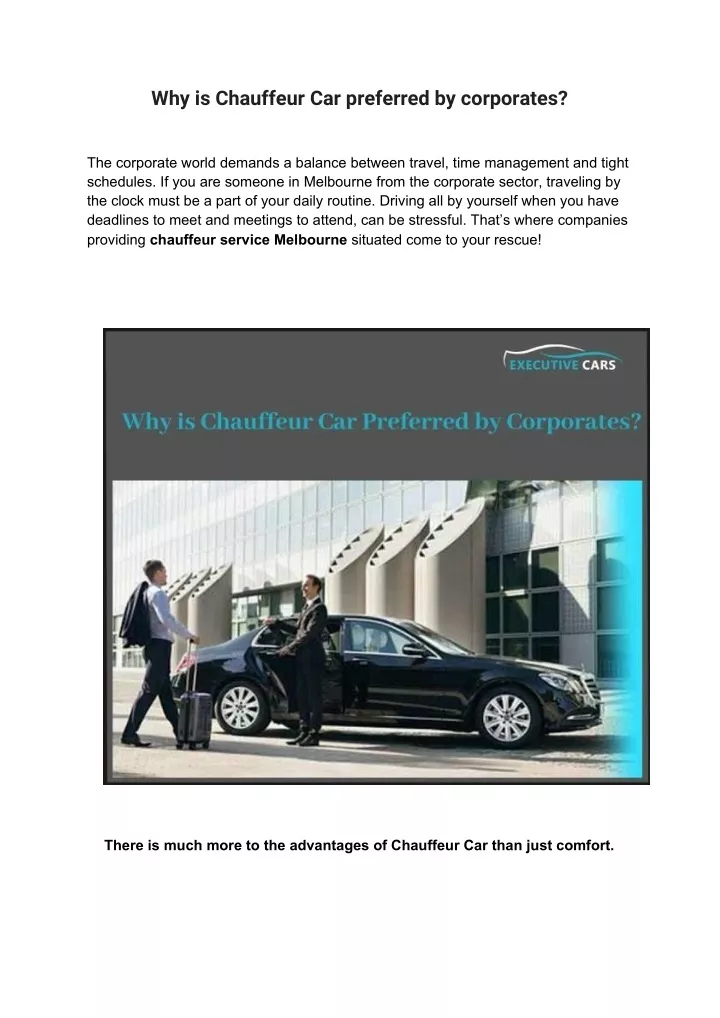 why is chauffeur car preferred by corporates